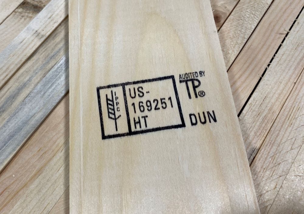 Dunnage stamp on lumber for wood crates
